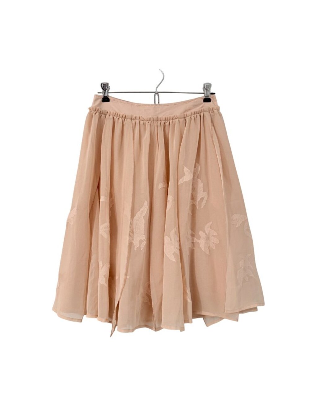 Project Alabama Pink Chiffon Layered Embroidered Flowers Skirt Womens Size 0